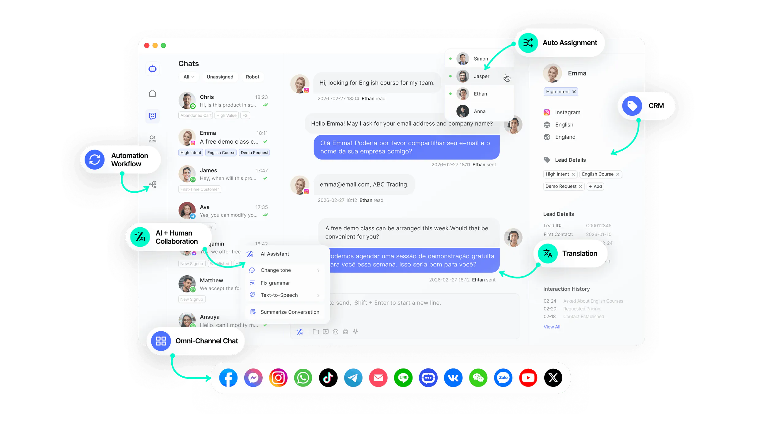 SaleSmartly omnichannel dashboard